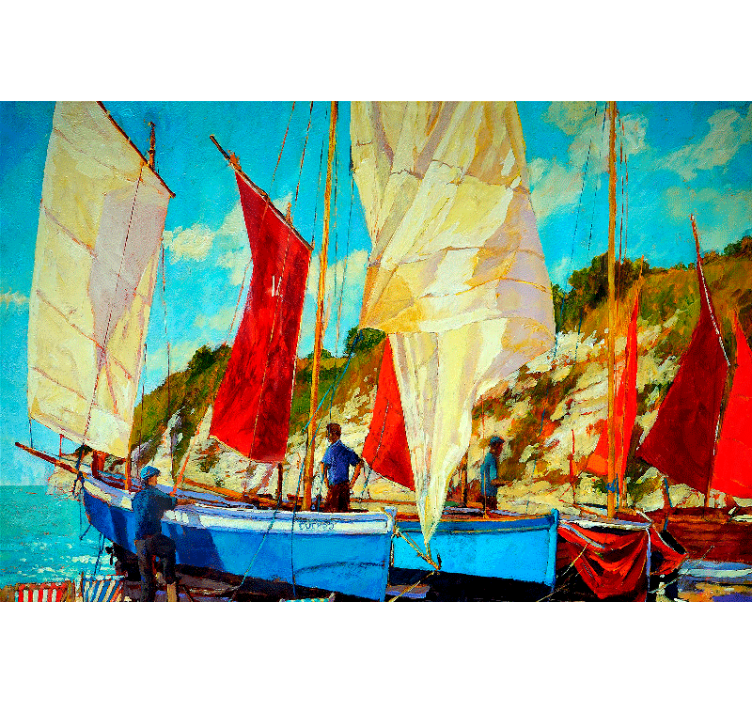 Roleta do obývacího pokoje tři lodě na vodě - TenStickers