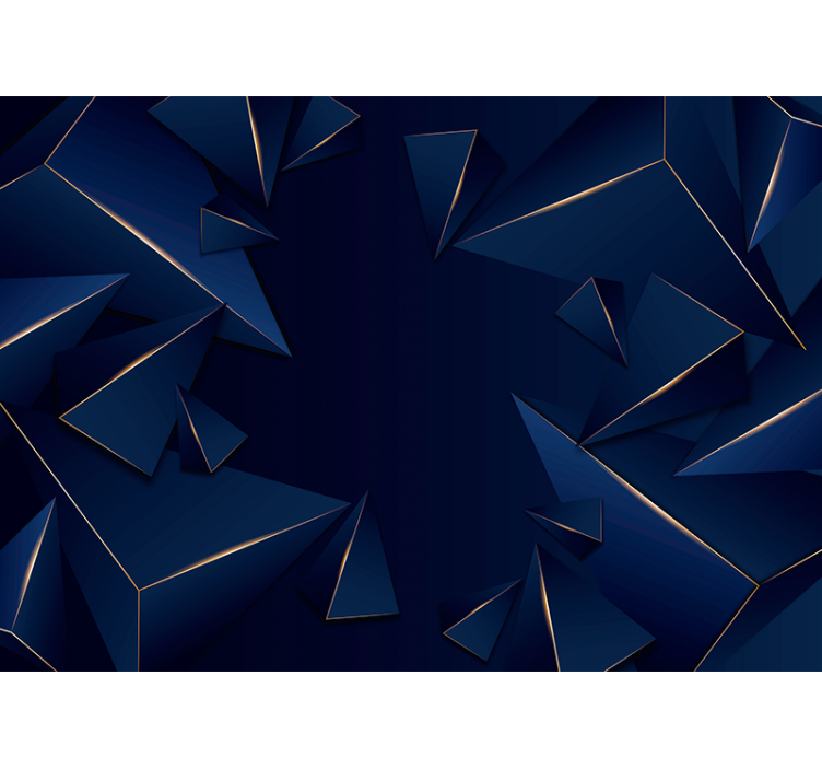 Černá roleta s modro-zlatým geometrickým vzorem - TenStickers