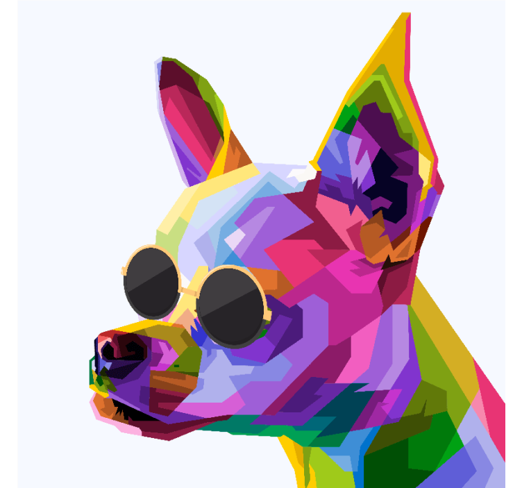 Roleta do obývacího pokoje s barevným čivavou v brýlích - TenStickers