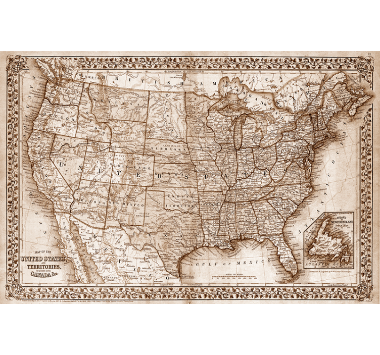 Roleta do obývacího pokoje s vintage mapou severní ameriky - TenStickers