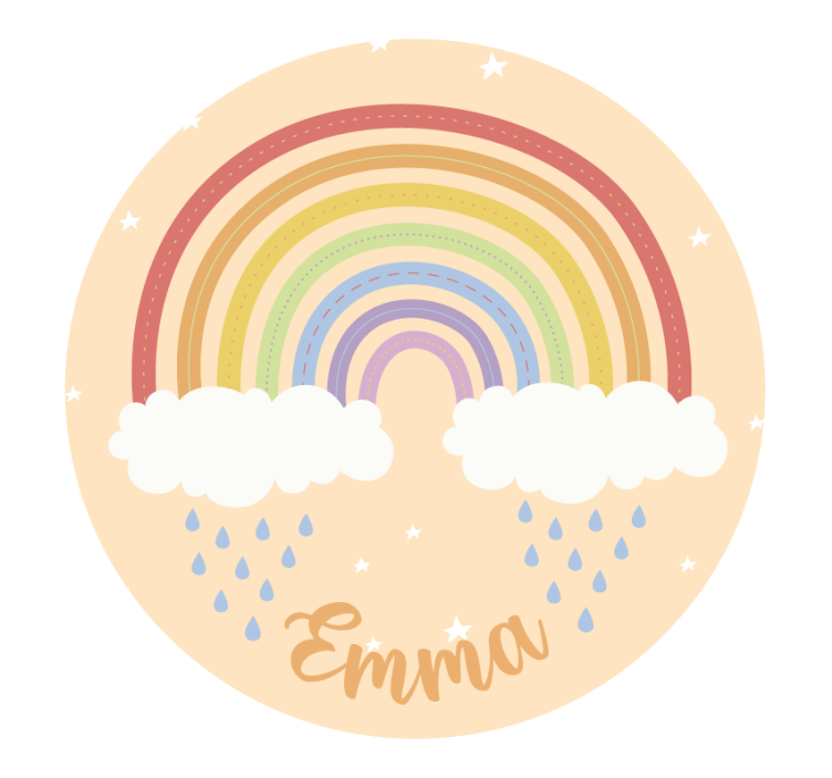 Béžová roleta s vodovkovou duhou a jménem - TenStickers