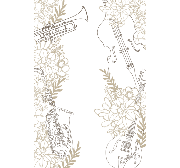 Hudební nástroj v obývacím pokoji květinyroleta - TenStickers