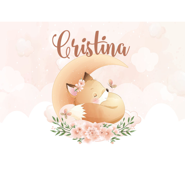 Spící liška na měsíci se jménem Roleta děti - TenStickers