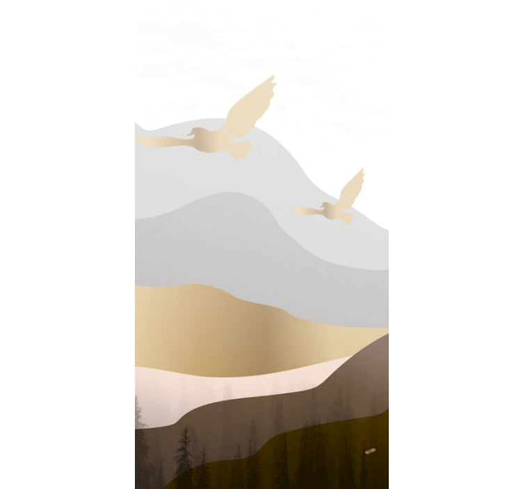 Zlatí ptáci v mlzeroleta malba - TenStickers