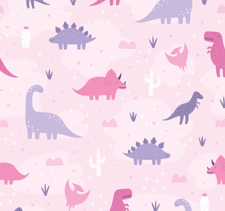 Růžové pozadí Roleta dinosaurus - TenStickers