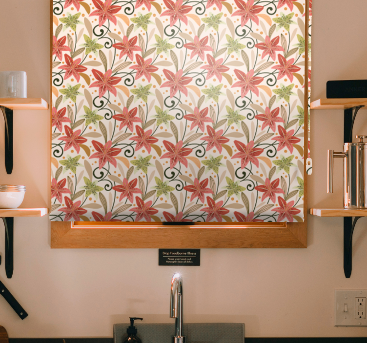 Vintage lilie květinovým vzorem květinaroleta - TenStickers