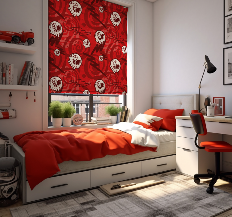 červené graffiti s lebkami Roleta pro teenagery - TenStickers