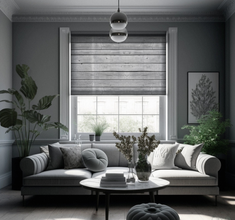 Dřevěná tmavě šedá venkovská roleta - TenStickers