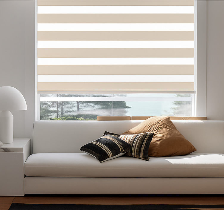 Krémová a bílá horizontální Klasická roleta - TenStickers