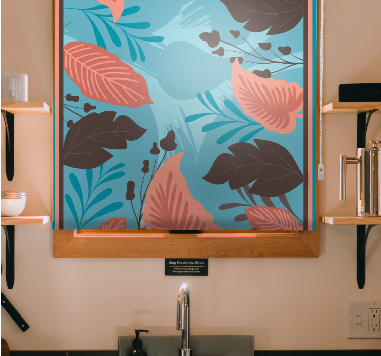 Listové květinové aranžmá Roleta Květiny a rostliny - TenStickers