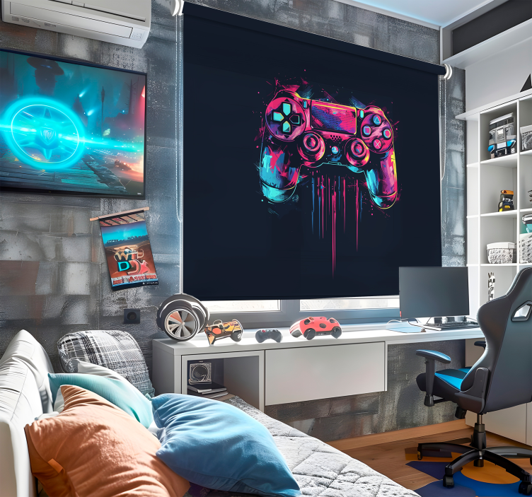 Modré a růžové ovládání Roleta Geek - TenStickers