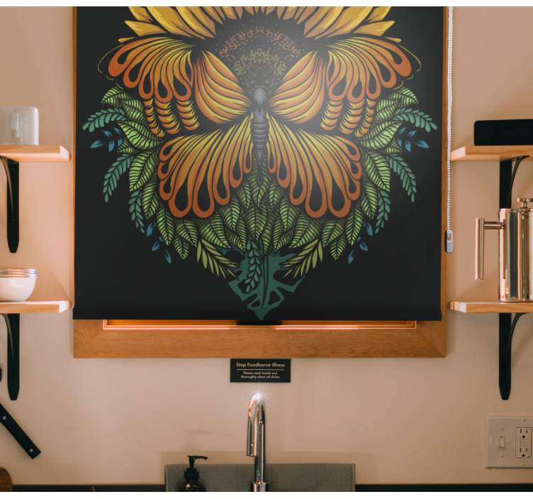 Motiv slunečnice Motýlí roleta - TenStickers