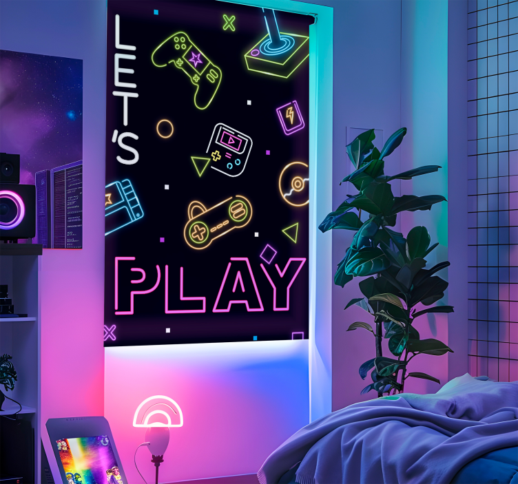 Neonové ovládací prvky Roleta Geek - TenStickers