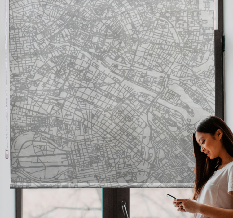 Obrys mapy města Originální roleta - TenStickers