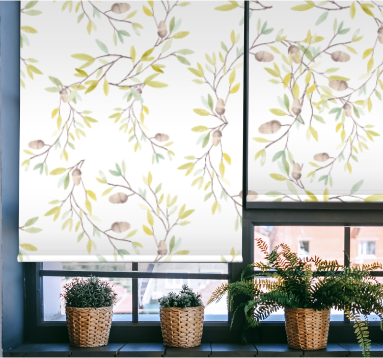 Originální akvarelové zelené listy koupelnová roleta - TenStickers