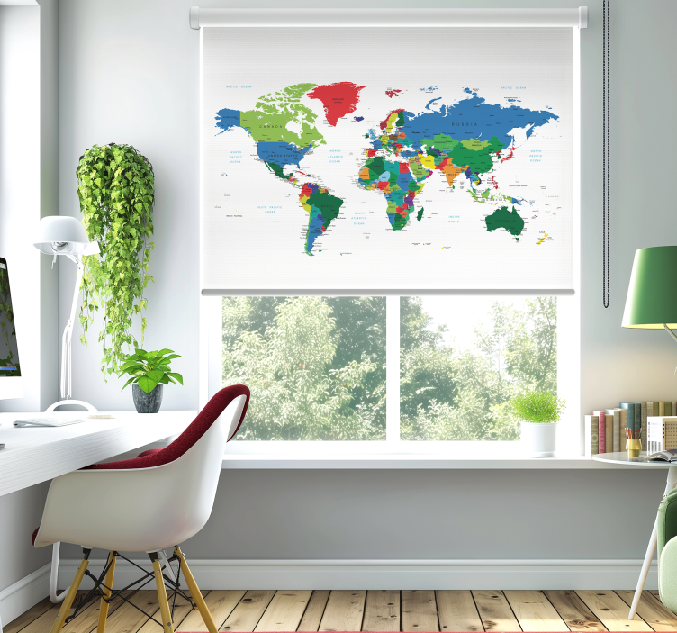 Politická kartografie Roleta s mapou světa - TenStickers