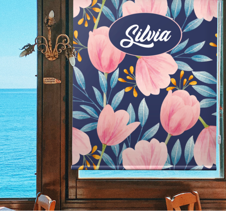 Růžový květinový design Roleta Květiny a rostliny - TenStickers