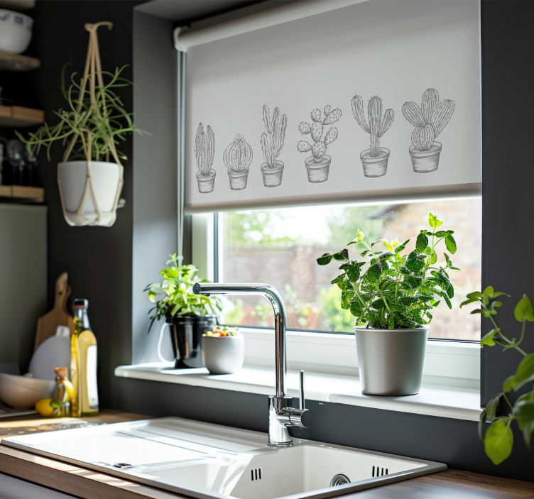 šedé odstíny Roleta kaktus - TenStickers