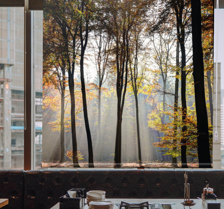 Sluneční svit zeleň stromy květiny a rostlinaroleta - TenStickers