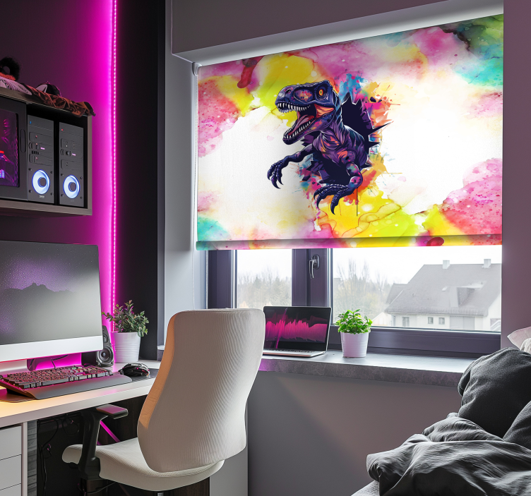 Syté barvy velociraptor Roleta dinosaurus - TenStickers