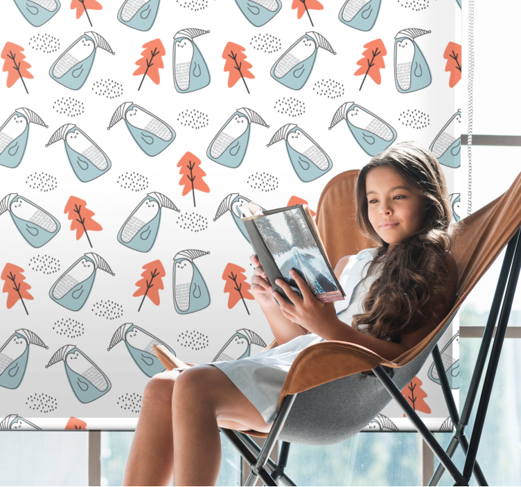 Tučňáci s klobouky Skandinávská roleta - TenStickers