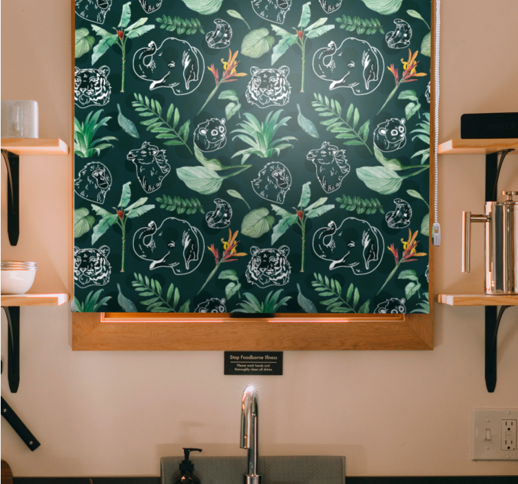 Zvíře skica květinové zvířecí roleta - TenStickers