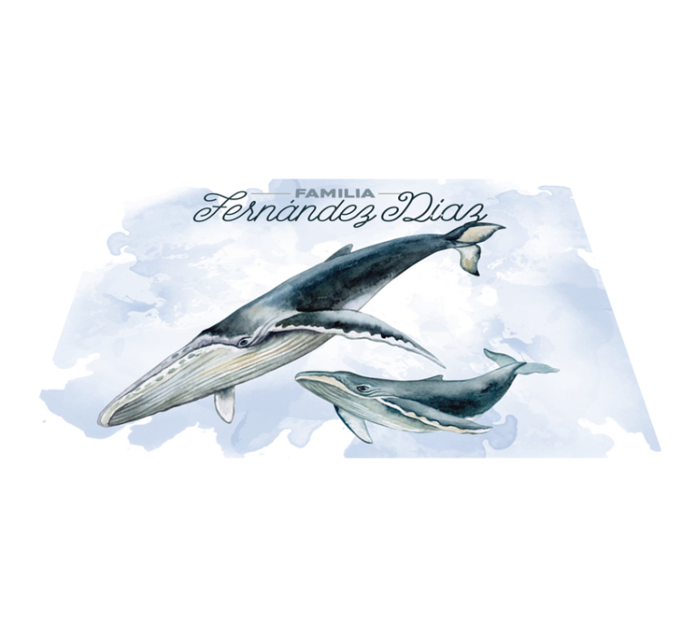 Prostírání se jménem s ilustrací velrybí rodiny - TenStickers
