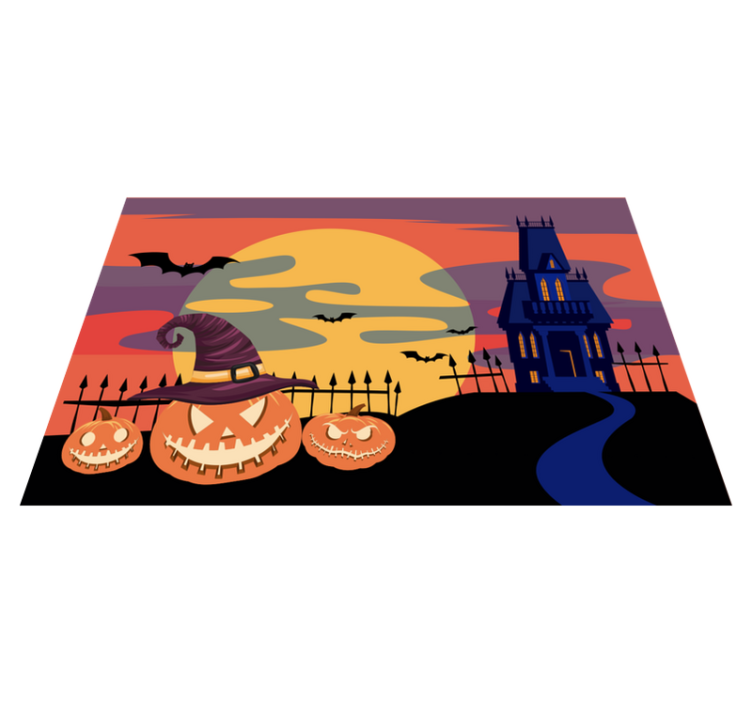 Halloweenské prostírání děsivá scéna s dýněmi - TenStickers