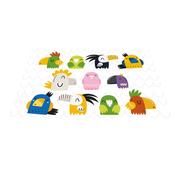 Dětské prostírání s barevnými ptáčími hlavami - TenStickers