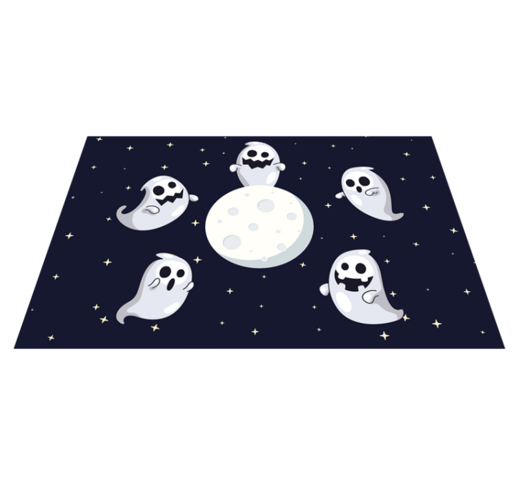 Bílé létající duchové měsíc halloween prostírání - TenStickers