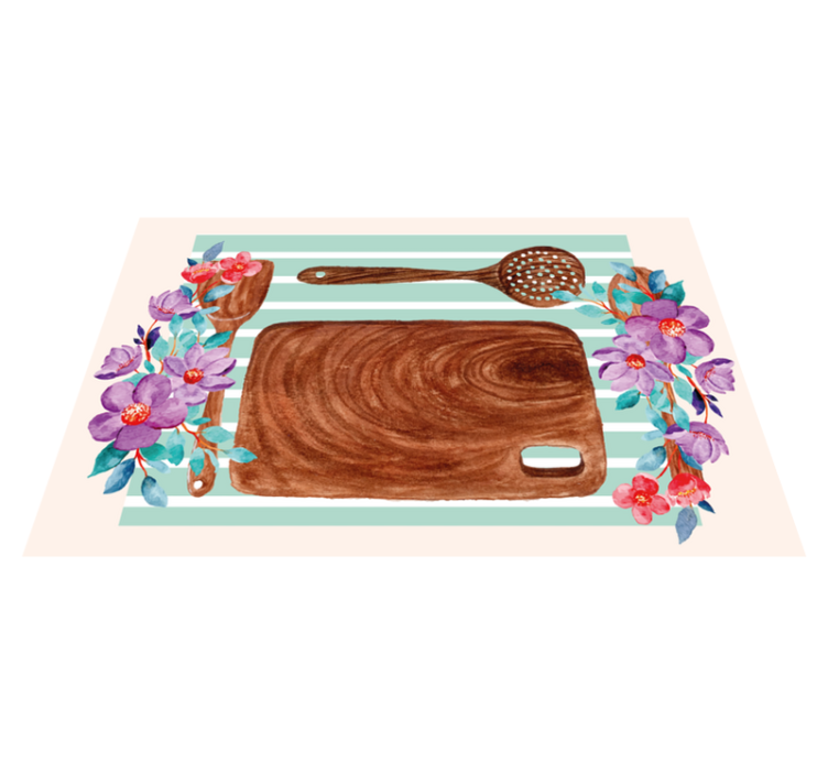 Dřevěné nádobí s květinami s texturou prostírání - TenStickers