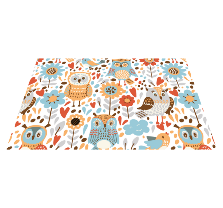 Barevné sovy s květinami dětské prostírání - TenStickers
