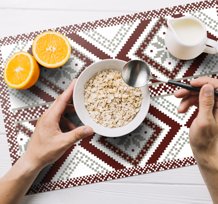 Severské sněhové vločky červenošedé originální prostírání - TenStickers