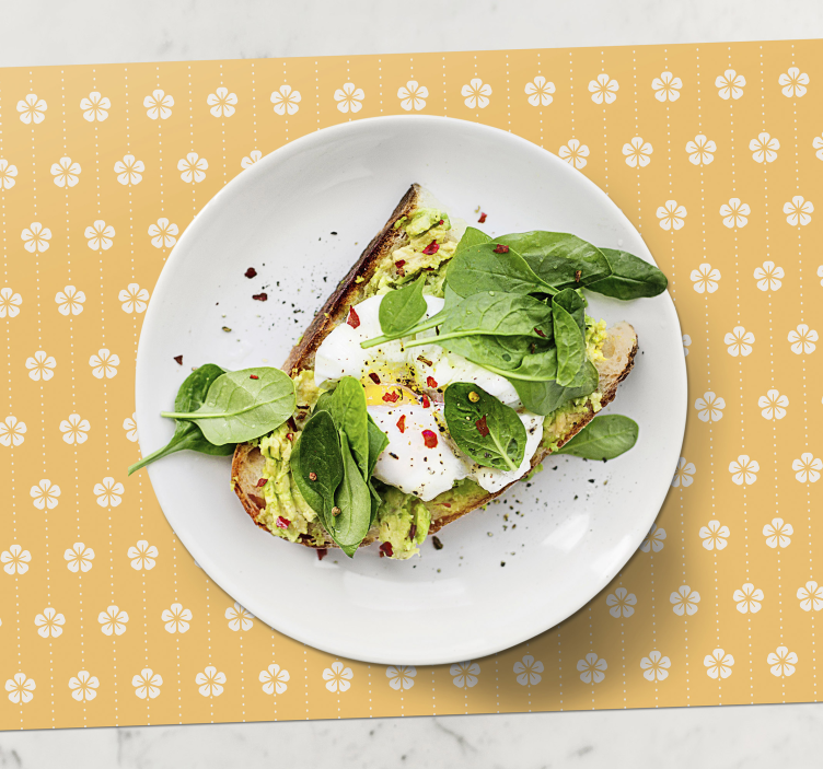 Bílé květy žluté květinové prostírání - TenStickers