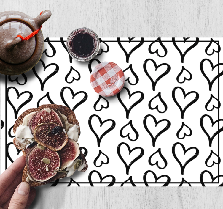 černé ilustrované srdce ikony domácí prostírání - TenStickers