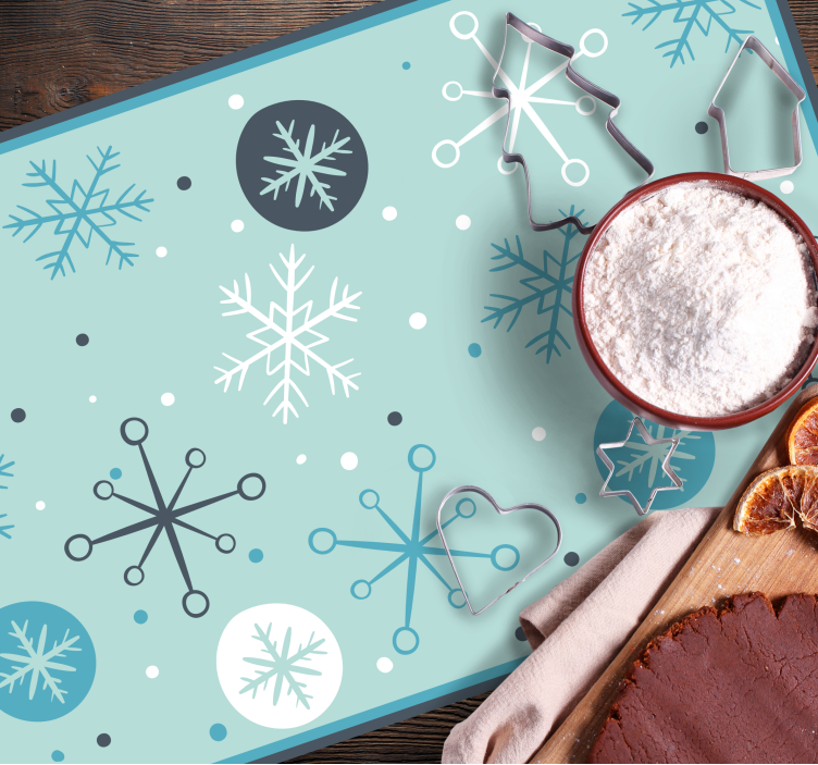 Modré a bílé sněhové vločky vánoční prostírání - TenStickers