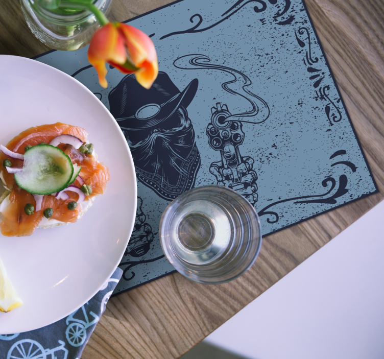 Kovbojská lebka a hejno modré prostírání - TenStickers