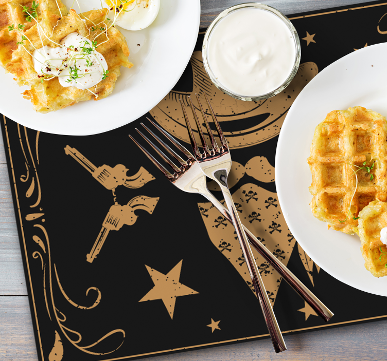 Prostírání kovbojský klobouk, šátek a revolvery - TenStickers