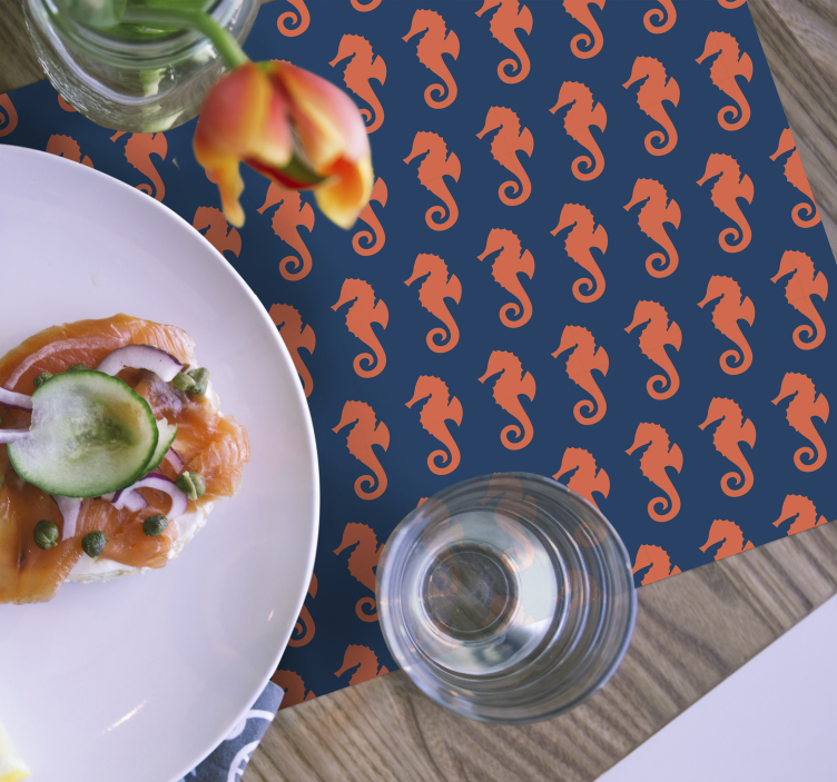 Oranžové mořský koník vzor mořský život prostírání - TenStickers