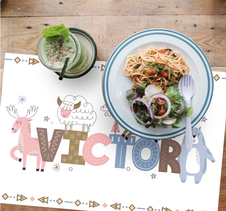 Polární dětská zvířátka s vlastním jménem prostírání - TenStickers