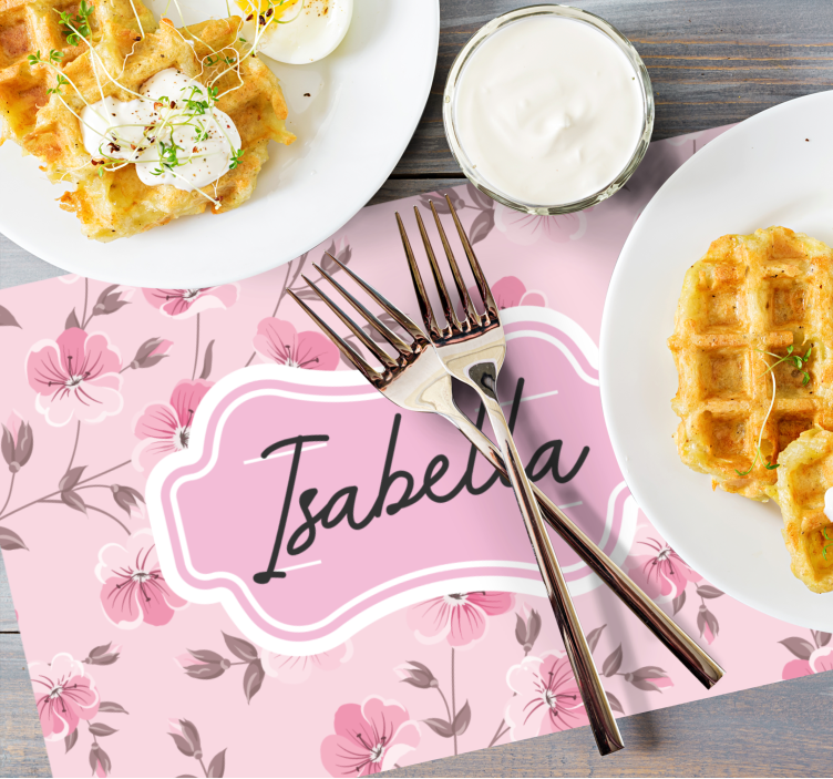 Růžové vinobraní květiny přizpůsobené prostírání - TenStickers