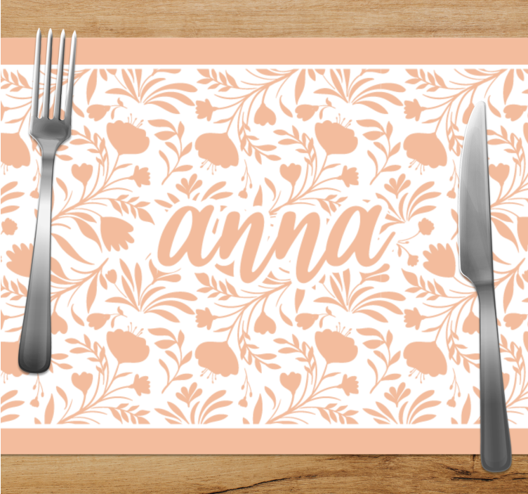 Růžové vintage listy vzor elegantní prostírání - TenStickers