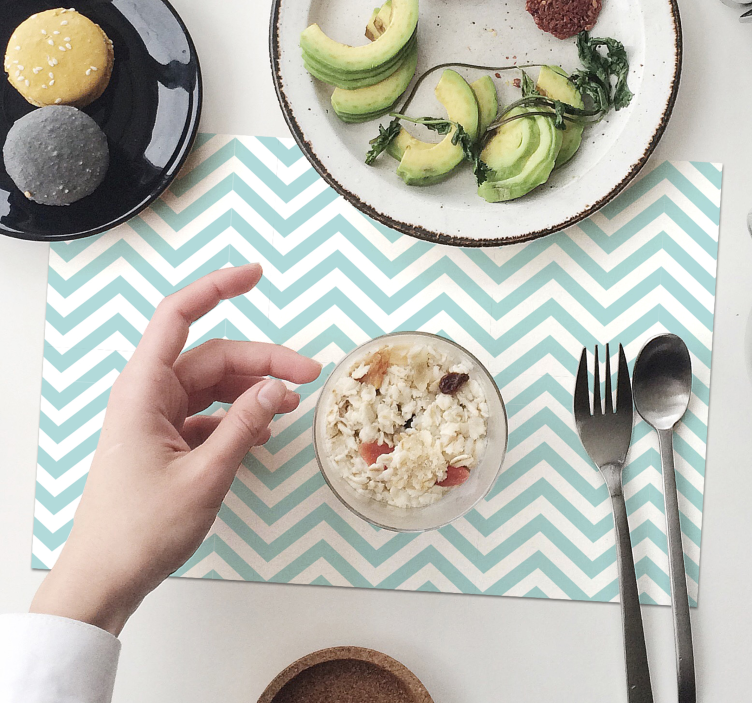 Tyrkysové cik cak vzor originální prostírání - TenStickers