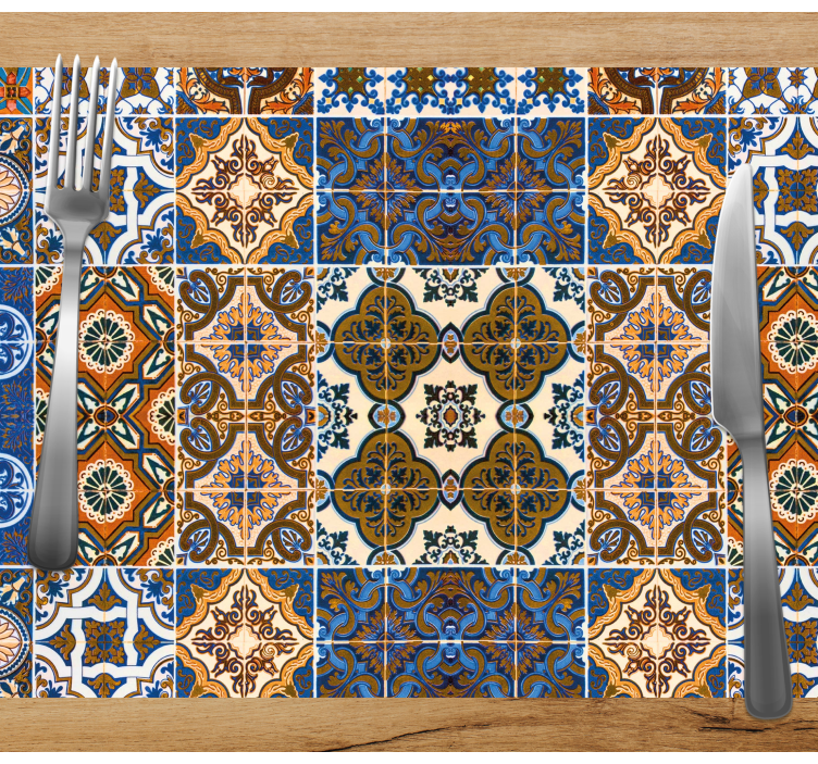 Vintage barevné dlaždice elegantní prostírání - TenStickers
