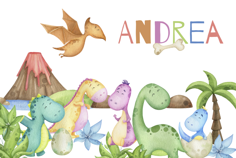 Jurská scéna prostírání se jménem - TenStickers