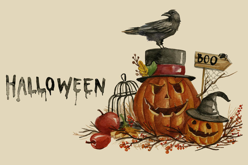 Akvarel halloween obdélníkové prostírání - TenStickers