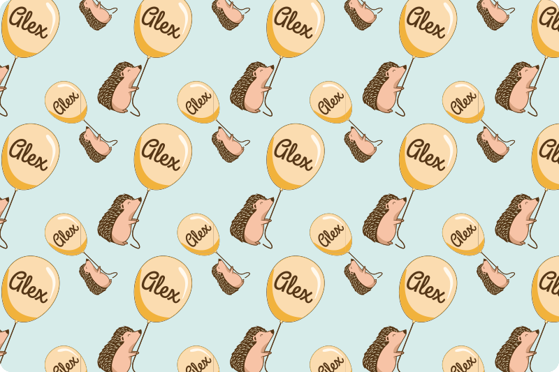 Ježek s balónky se jménem dětské prostírání - TenStickers