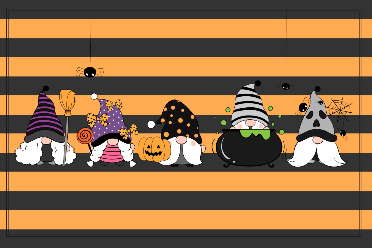 Halloweenské prostírání s trpasličími klobouky - TenStickers
