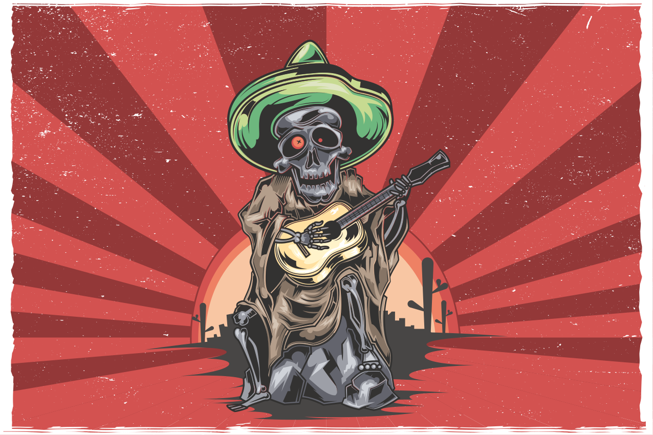 Halloweenské prostírání s kostlivcem mariachi - TenStickers