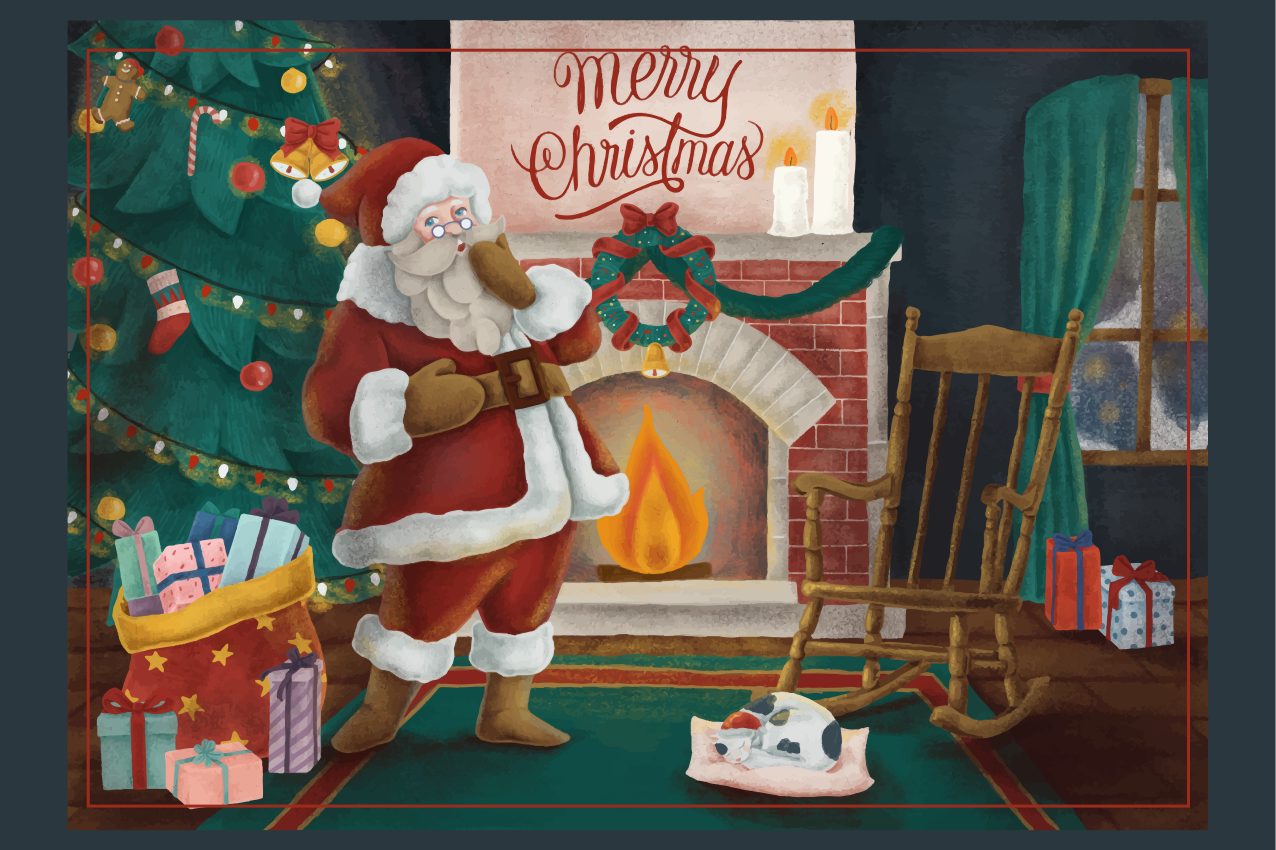 Vánoční dům s vánočními prostíráními - TenStickers